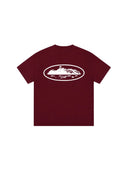 Corteiz Island Puff Print Burgundy tee one-kickz
