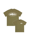 Corteiz Island Puff Print Tee Olive one-kickz