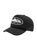 Corteiz Island Puff Print Trucker Hat Black one-kickz