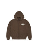Corteiz Island Puff Print Zip Hoodie Brown one-kickz