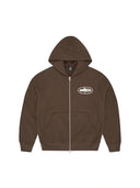 Corteiz Island Puff Print Zip Hoodie Brown one-kickz