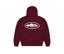 Corteiz Island Puff Print Zip Hoodie Burgundy one-kickz