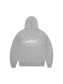 Corteiz Island Puff Print Zip Hoodie 'Heather Grey' one-kickz