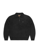 Corteiz Mohair Fuzzy Collar Sweater In Black one-kickz