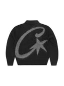 Corteiz Mohair Fuzzy Collar Sweater In Black one-kickz