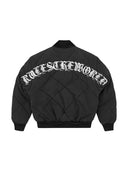Corteiz Old English Quilted Bomber Jacket Black one-kickz