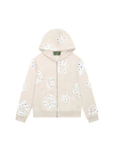 Denim Tears Rhinestone Cotton Wreath Zip Hoodie Oatmeal one-kickz