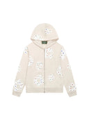 Denim Tears Rhinestone Cotton Wreath Zip Hoodie Oatmeal one-kickz
