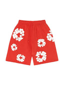 Denim Tears The Cotton Wreath Shorts Red one-kickz