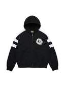 Denim U Paneled Zip Hoodie Black