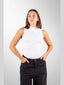 Diesel Mock Neck Ribbed Tank Top White one-kickz