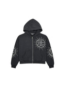Eclipse’ Grey Acid Wash Rhinestone Hoodie one-kickz
