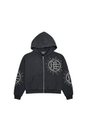 Eclipse’ Grey Acid Wash Rhinestone Hoodie