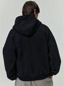 Embossed Classic Fleece Zip-Up Hoodie Vintage Black