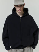 Embossed Classic Fleece Zip-Up Hoodie Vintage Black