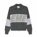 Cárdigan de punto gris con cremallera Eme Studios Thrill de One Kickz, con logo grande y cuello tipo polo.