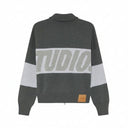Jersey de punto gris Eme Studios Thrill con cremallera, diseño de bloques de color y logo en One Kickz