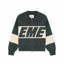 Jersey de punto con cremallera Eme Studios Thrill Hunt en verde oscuro y crema con logo frontal de One Kickz