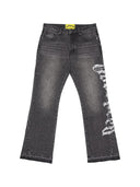 Godspeed OG Logo Flared Denim Printed Grey Wash one-kickz