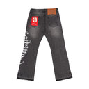 Godspeed OG Logo Flared Denim Printed Grey Wash one-kickz