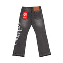Godspeed OG Logo Flared Denim Printed Grey Wash one-kickz