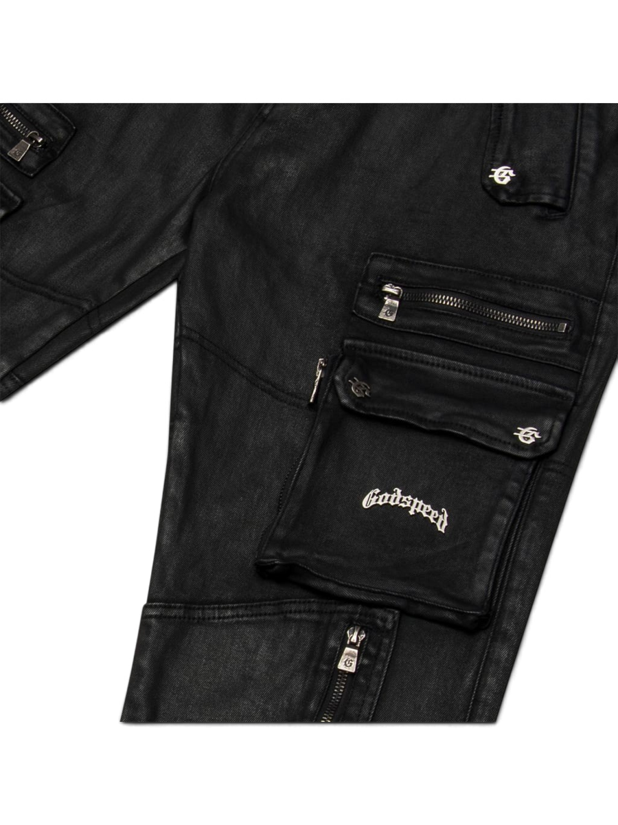 Godspeed Wax Flare Premium Cargo Pants Black