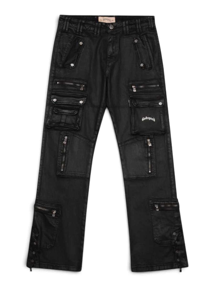 Godspeed Wax Flare Premium Cargo Pants Black