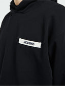 Jacquemus Le Hoodie Gross Grain Logo-Applique Top Black one-kickz