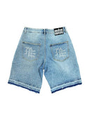 ‘ME’ Rhinestone Denim Shorts one-kickz