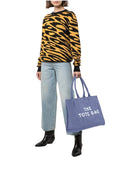 Marc Jacobs Women Canvas Solid Print Tote HandBag Blue Large one-kickz