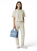Marc Jacobs Women Canvas Solid Print Tote HandBag Blue Large one-kickz