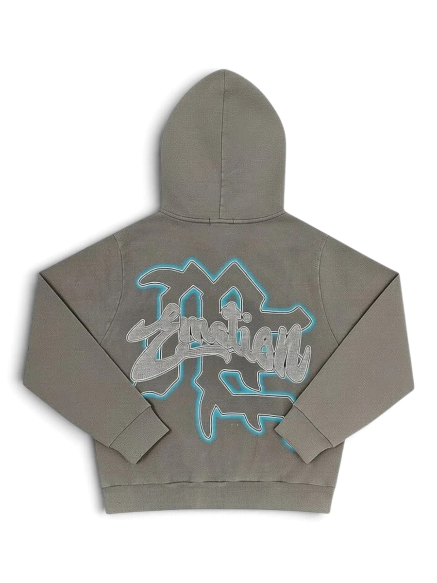 Mixed Emotions Angel Grey Rhinestone Hoodie