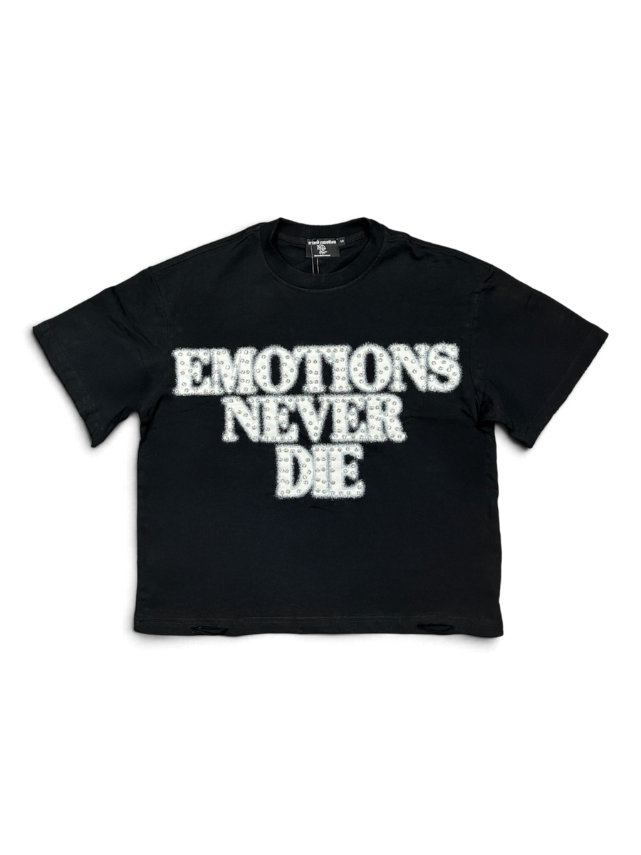 Mixed Emotions Black 'End' Rhinestone Tee