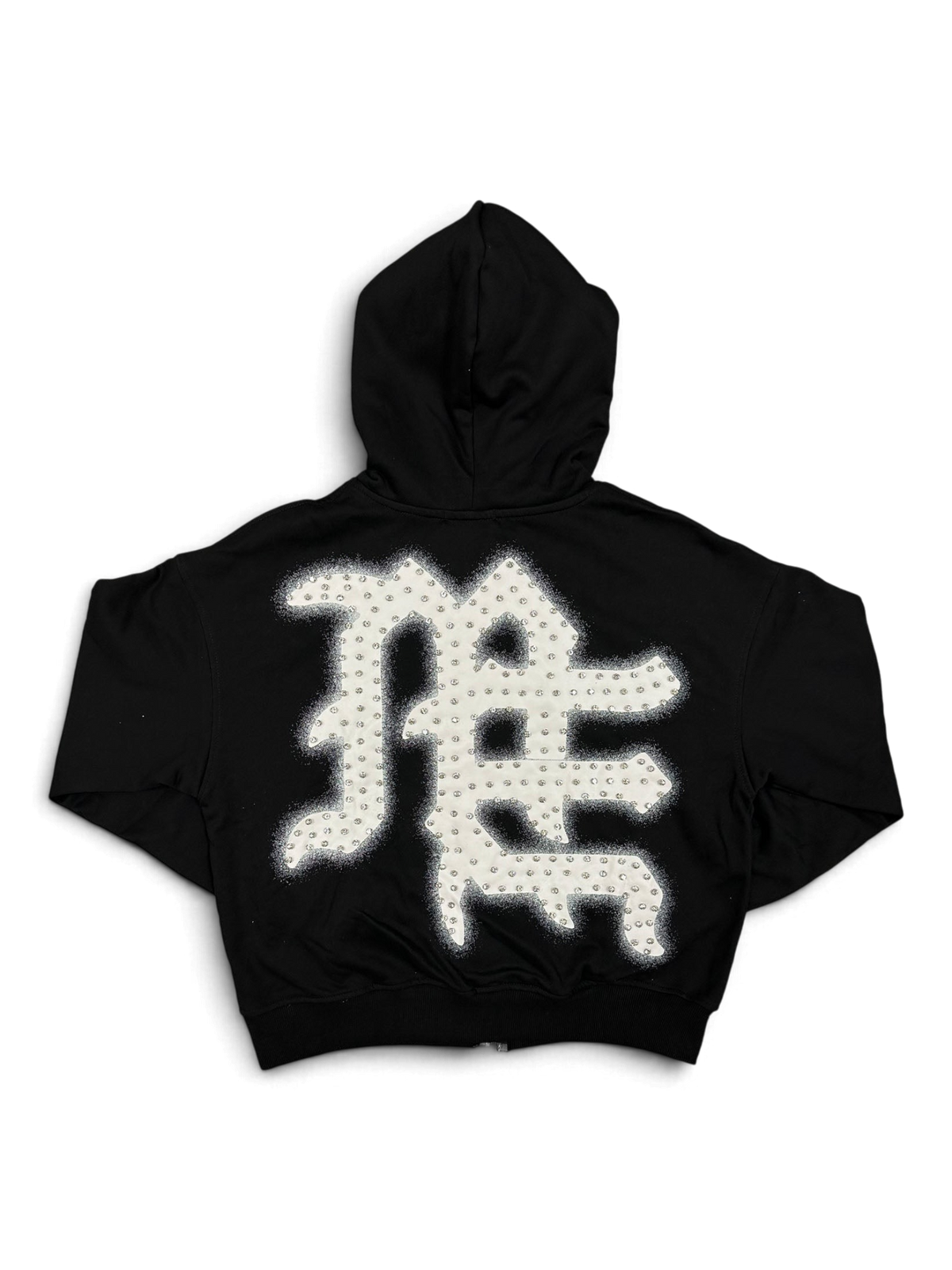 Mixed Emotions Black 'End' Rhinestone hoodie