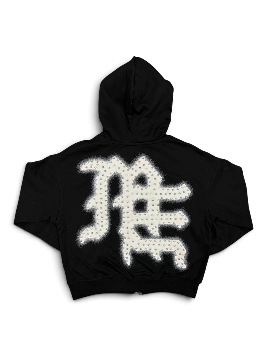 Mixed Emotions Black 'End' Rhinestone hoodie