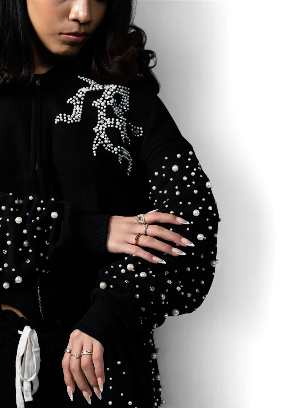 Mixed Emotions Black 'Pearl' Hoodie