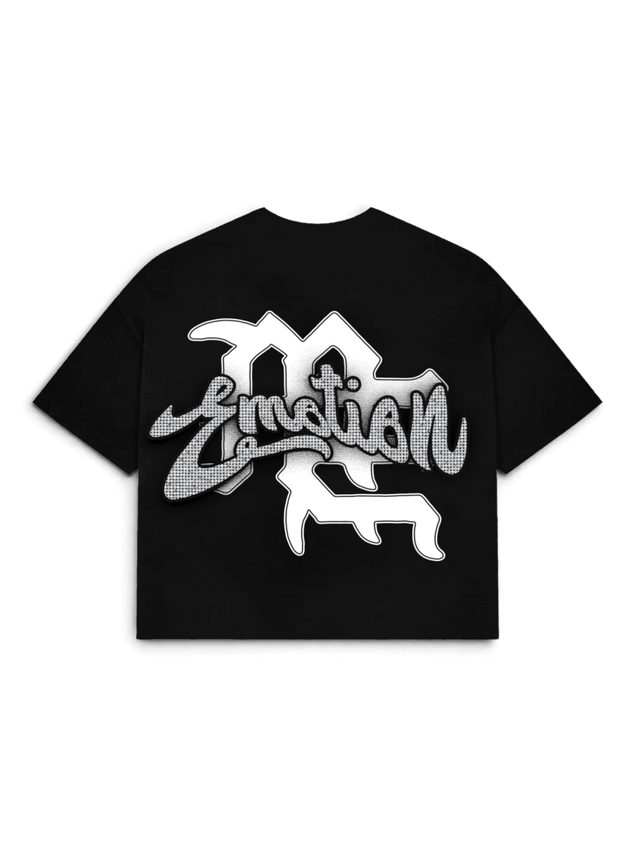 Mixed Emotions Black "Rhinestone" Cropped Tee