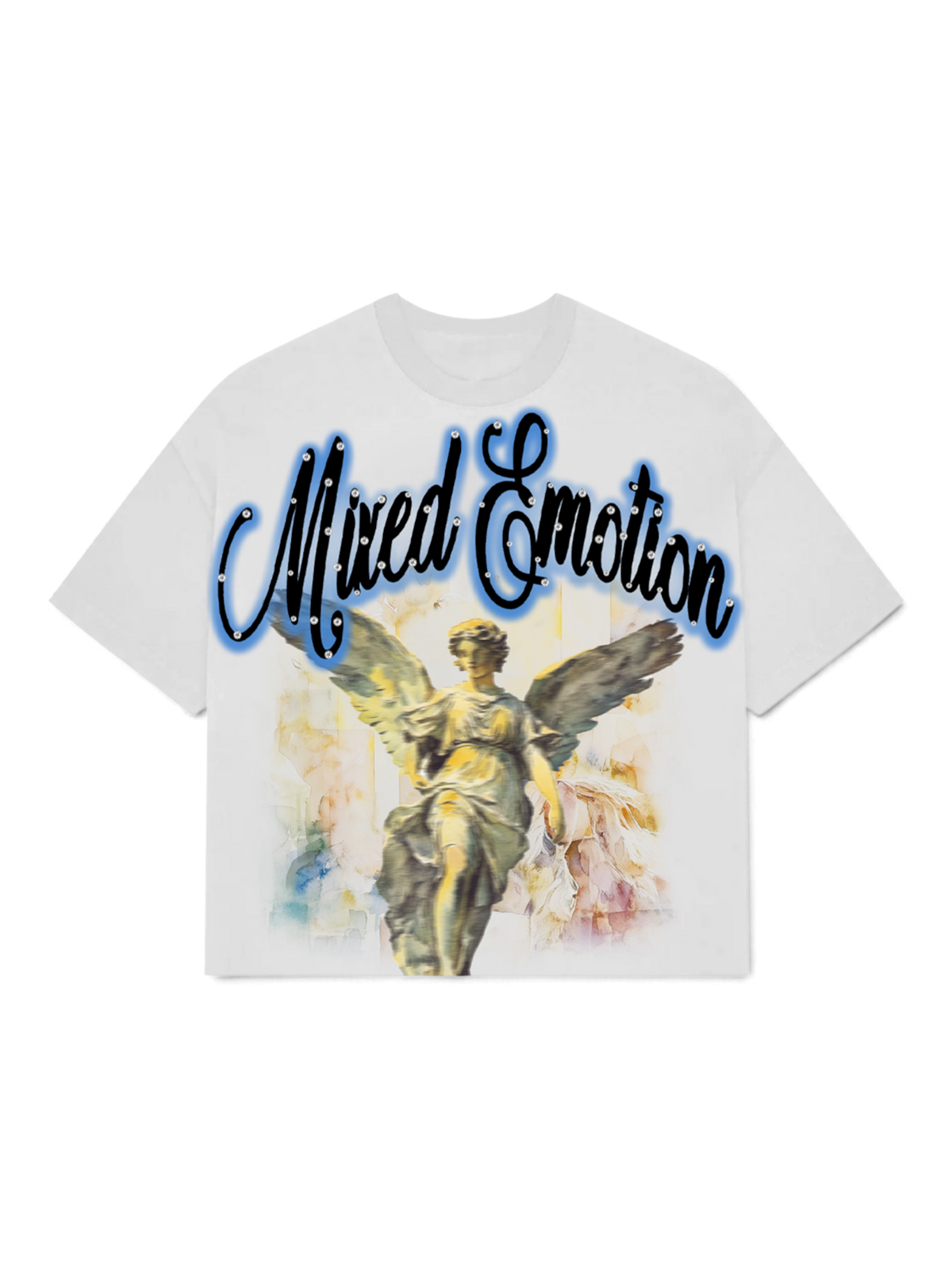 Mixed Emotions Blue "Rhinestone" Cropped Shirt