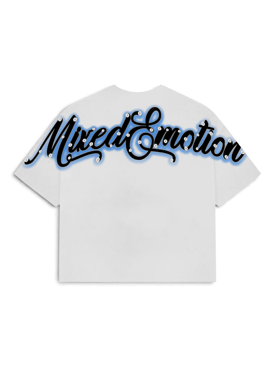 Mixed Emotions Blue "Rhinestone" Cropped Shirt