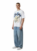 Mixed Emotions Blue Rhinestone Cropped Tee White one-kickz