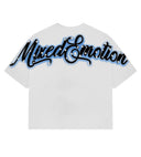 Mixed Emotions Blue Rhinestone Cropped Tee White one-kickz