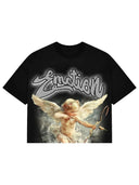 Mixed Emotions Cupid Rhinestone Cropped Tee Black one-kickz
