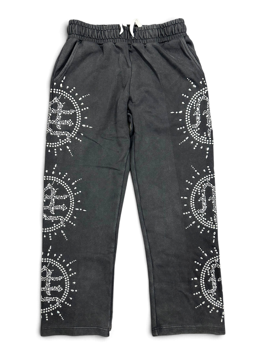 Mixed Emotions 'Eclipse' Grey Acid Wash Rhinestone Sweats