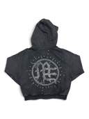 Mixed Emotions Eclipse' Grey Acid Wash Rhinestone Hoodie