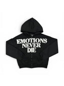 Mixed Emotions End Rhinestones Zip Hoodie Black