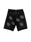 Mixed Emotions ME Rhinestone Denim Shorts Black one-kickz