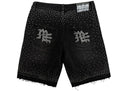 Mixed Emotions ME Rhinestone Denim Shorts Black one-kickz