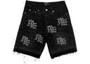 Mixed Emotions ME Rhinestone Denim Shorts Black one-kickz