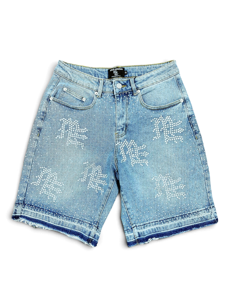 Mixed Emotions 'ME' Rhinestone Denim Shorts