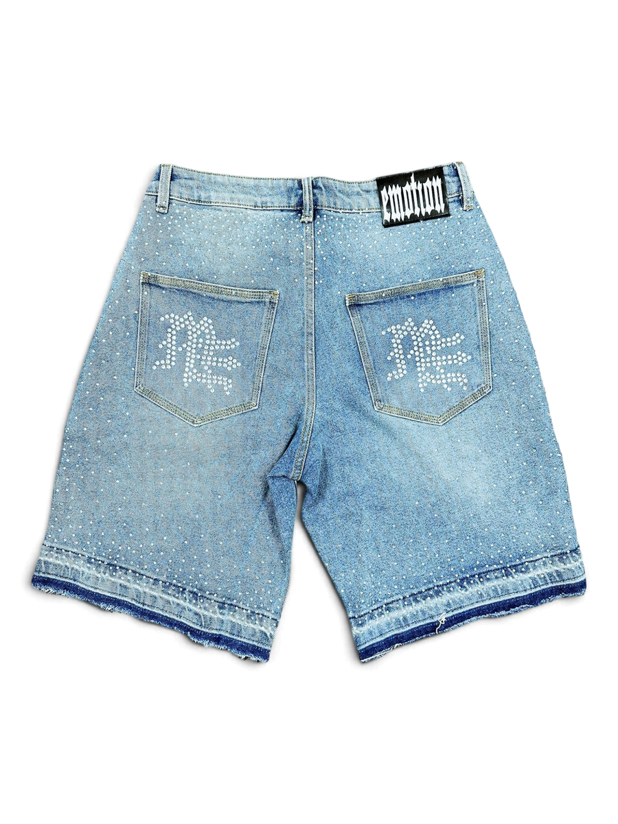 Mixed Emotions 'ME' Rhinestone Denim Shorts